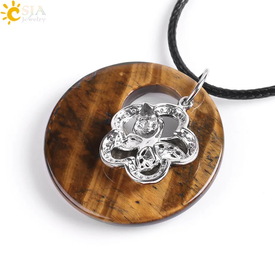 Ожерелья и подвески CSJA из натурального круглого драгоценного камня зеленый