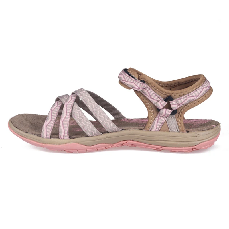 sand pink GRITION/женские сандалии; сезон лето; Уличная Повседневная обувь на плоской подошве с принтом; Женская Удобная дышащая обувь; Новинка года; женская пляжная обувь; большие размеры - Цвет: sand pink