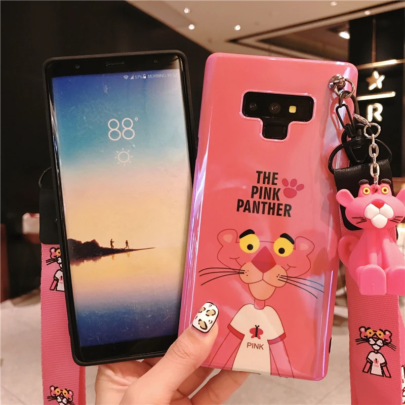Сэм S10 Плюс/s8 s9 мило Розовая пантера мягкий чехол Сейлор Мун ТПУ задняя крышка для samsung Galaxy Note 9 note8 s7edge 3 Dholder ремень
