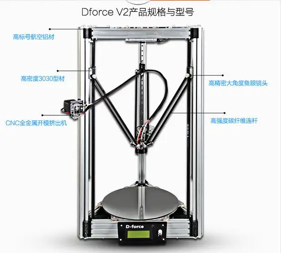 Dforce deltabot 3d принтер atom росток для коссель можно модернизировать до двух экструдеров комплект D-force