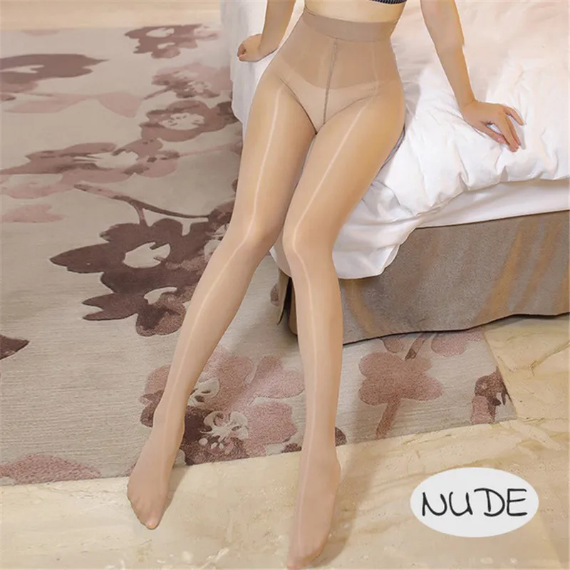 Nude 8D масляные блестящие сексуальные колготки с высокой талией для женщин, сексуальное женское белье, прозрачные блестящие сексуальные колготки, прозрачные нейлоновые чулки "Medias" - Цвет: Nude