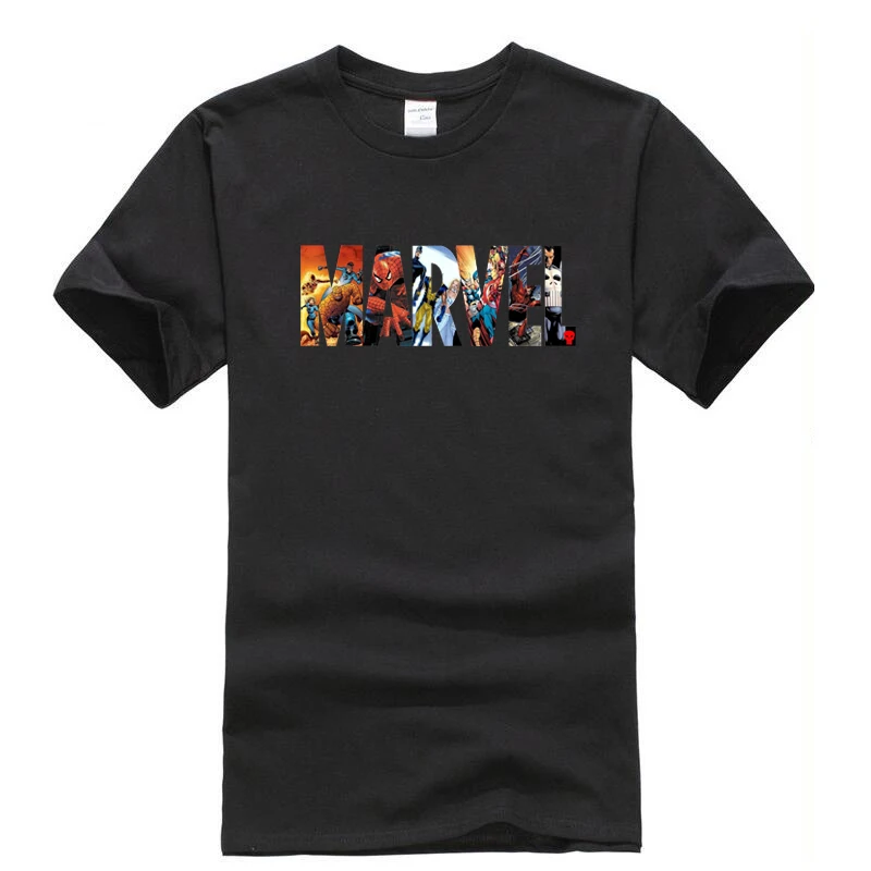 Black 1 Футболка супергероя Marvel, Мстители, Мужская/Женская Повседневная футболка, модные брендовые мужские футболки, хлопковая летняя футболка с коротким рукавом - Цвет: Black 1