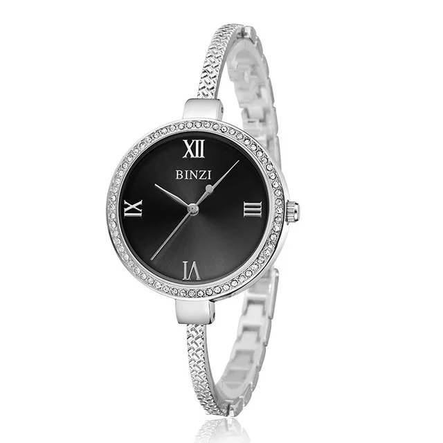 Sliver black Новинка, модные кварцевые женские часы, роскошные женские часы из нержавеющей стали, водонепроницаемые Брендовые женские часы, Relogio Feminino - Цвет: Sliver black