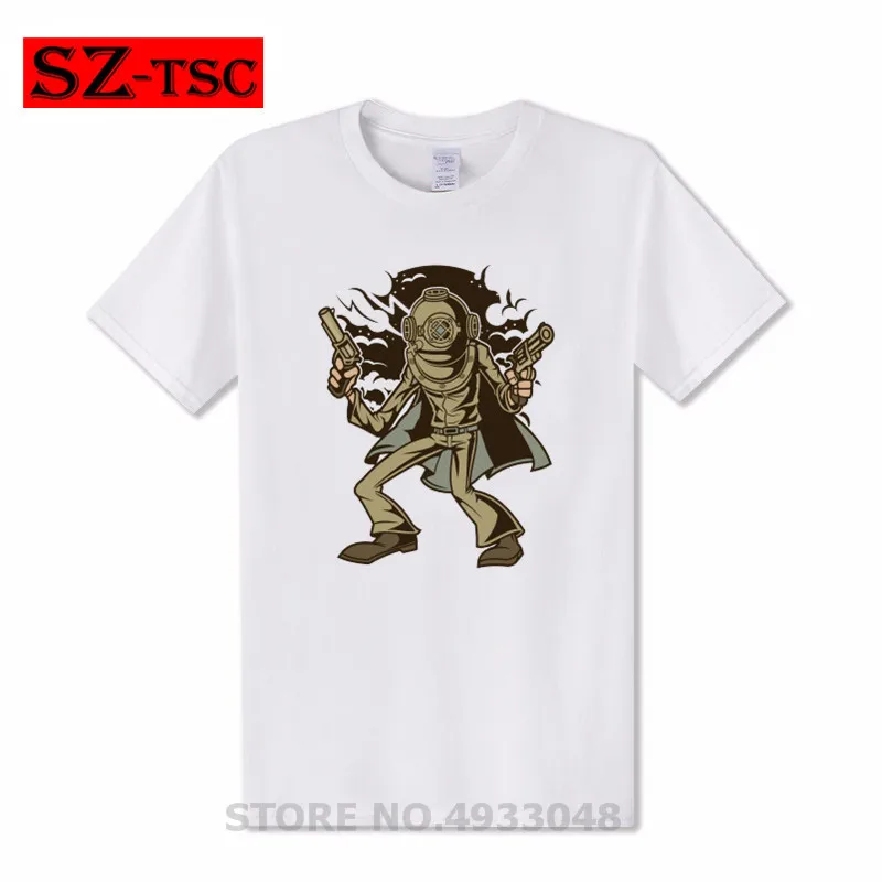 Мужская забавная футболка с короткими рукавами темно синяя принтом пистолета и