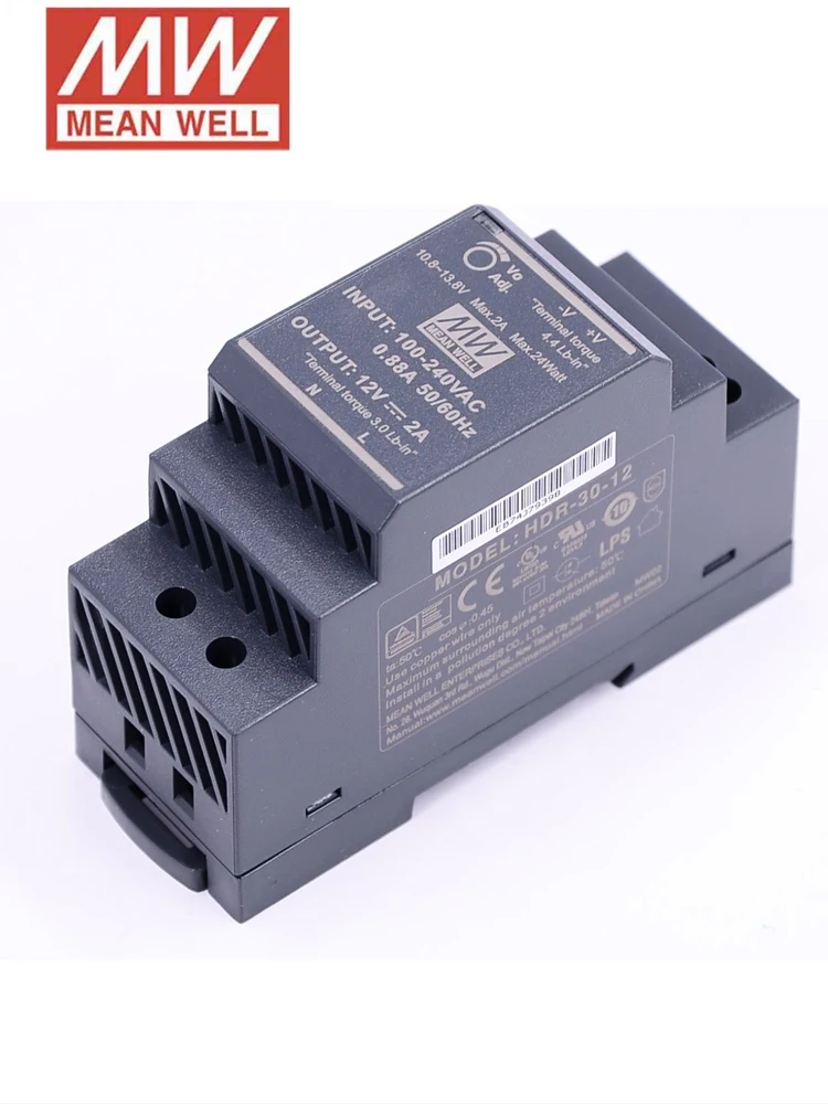 MEAN WELL HDR-30W Mini DC 5 в 12 В 24 в 48 в 15 в din-рейка средняя мощность питания 86-264VAC вход 30 Вт Промышленный источник питания CE UL