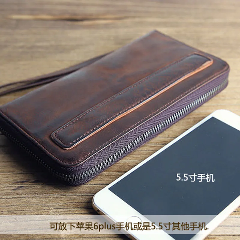 Мужской кожаный кошелек AETOO брендовая длинная Сумочка посылка ческая винтажная