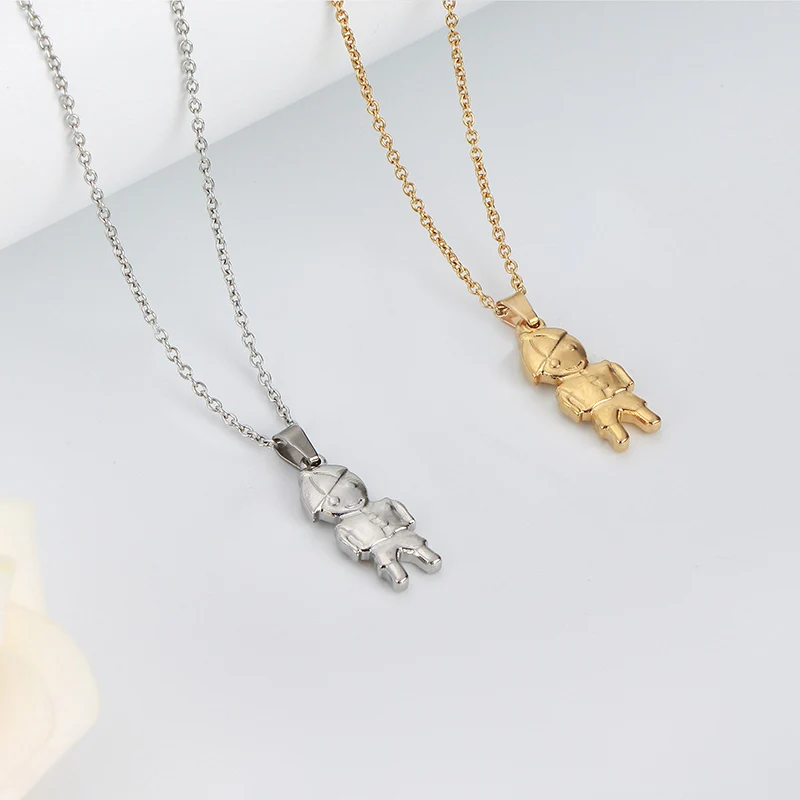 ZFVB Gold color Women Boys Pendant Necklaces Stainless Steel Cute Son Chokers Necklace Pendants Jewelry Bijoux Gift | Украшения и