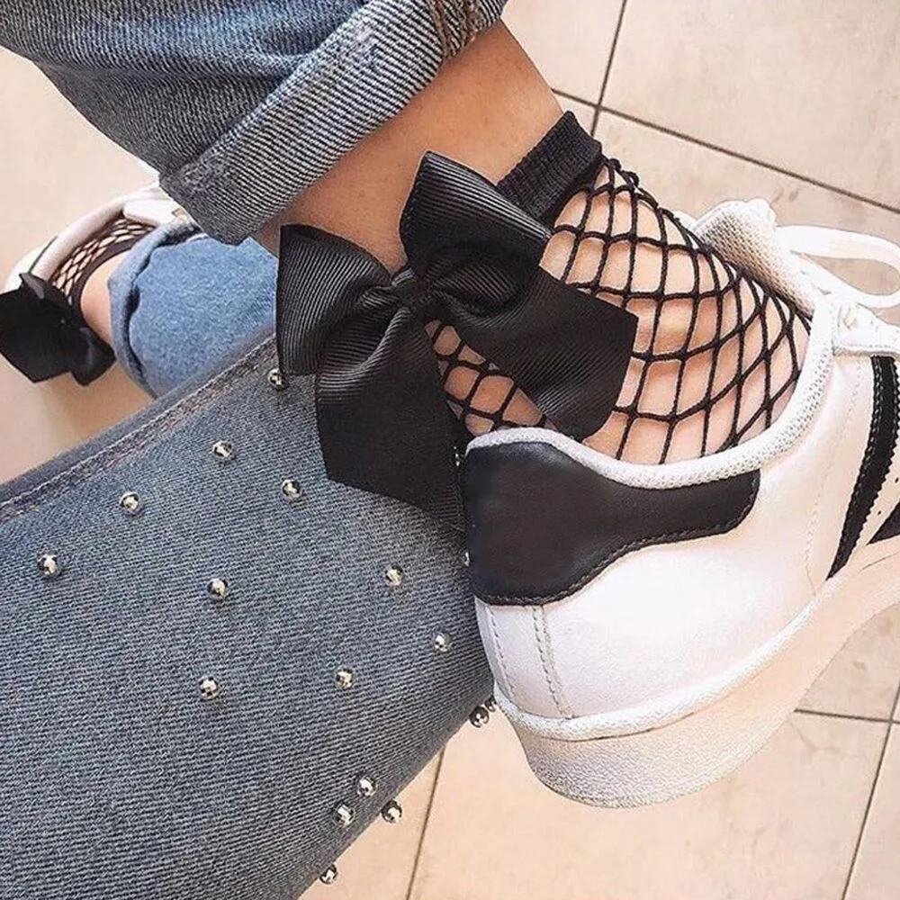 Новинка хит 2018 модные летние женские ажурные высокие носки с рюшами сетчатые