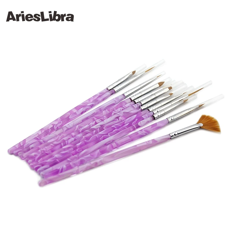 Набор кистей для нейл-арта 12 шт./компл. фиолетовый и оранжевый цвета | Красота