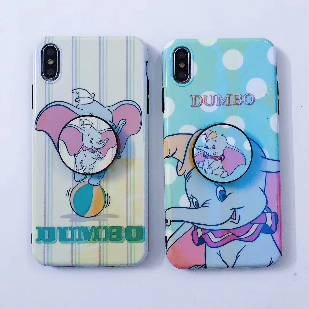 Cartoon Anime fly elephant holder stand phone case For iphone Xs MAX XR X 6 s 7 8 plus Blu-ray couple soft back cover |