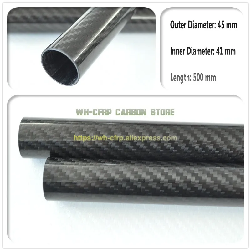 45mm ODx 41mm ID Carbon Fiber Tube 3k 500MM Long (Roll Wrapped) carbon pipe with 100% full Japan improve material | Игрушки и хобби