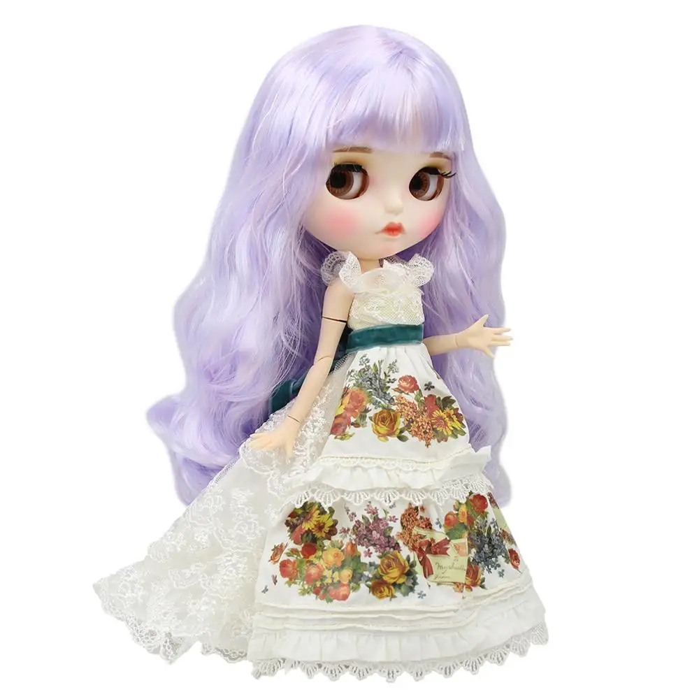 ICY DBS шарнирная кукла Blyth toy белая кожа шарнирное тело матовое лицо микс фиолетовые