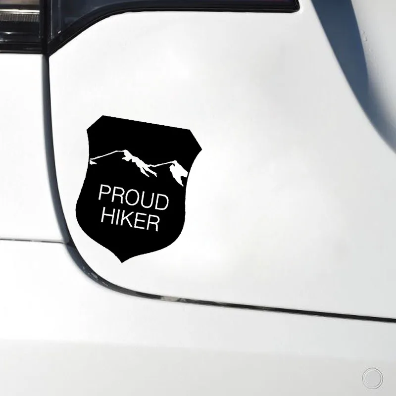 

QYPF 12.5cm*15.1cm PROUD HIKER Interesting Window Decal Vinyl Vivid Car Sticker C18-0334
