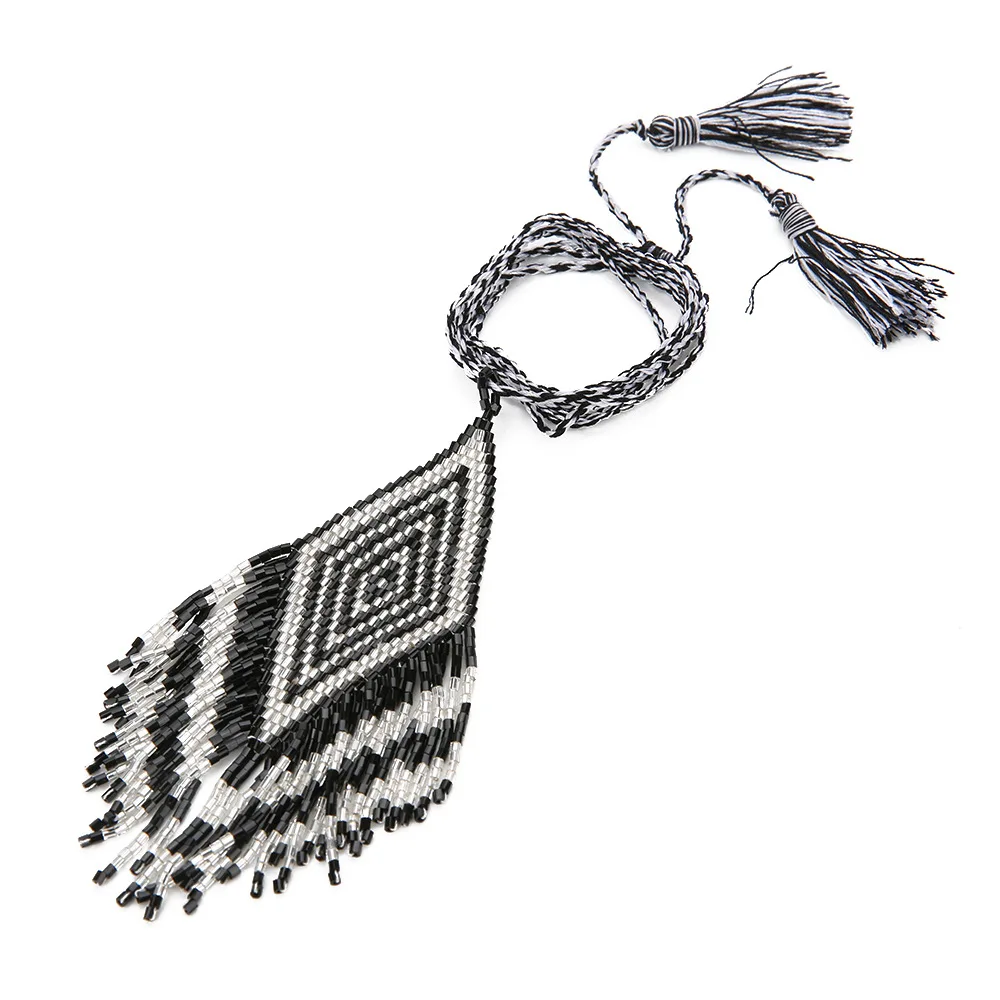 JOYE богемное этническое черное ожерелье с кисточкой Ювелирная подвеска для