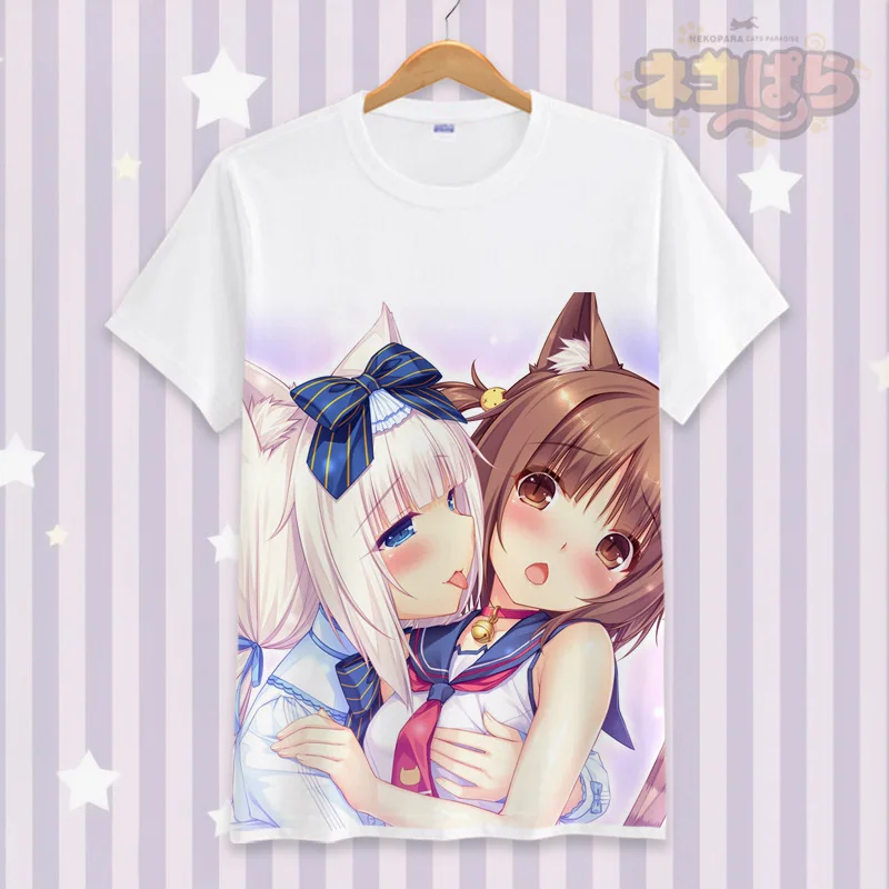 Хлопковые футболки NEKOPARA с мультяшным дизайном для мужчин и женщин Новое