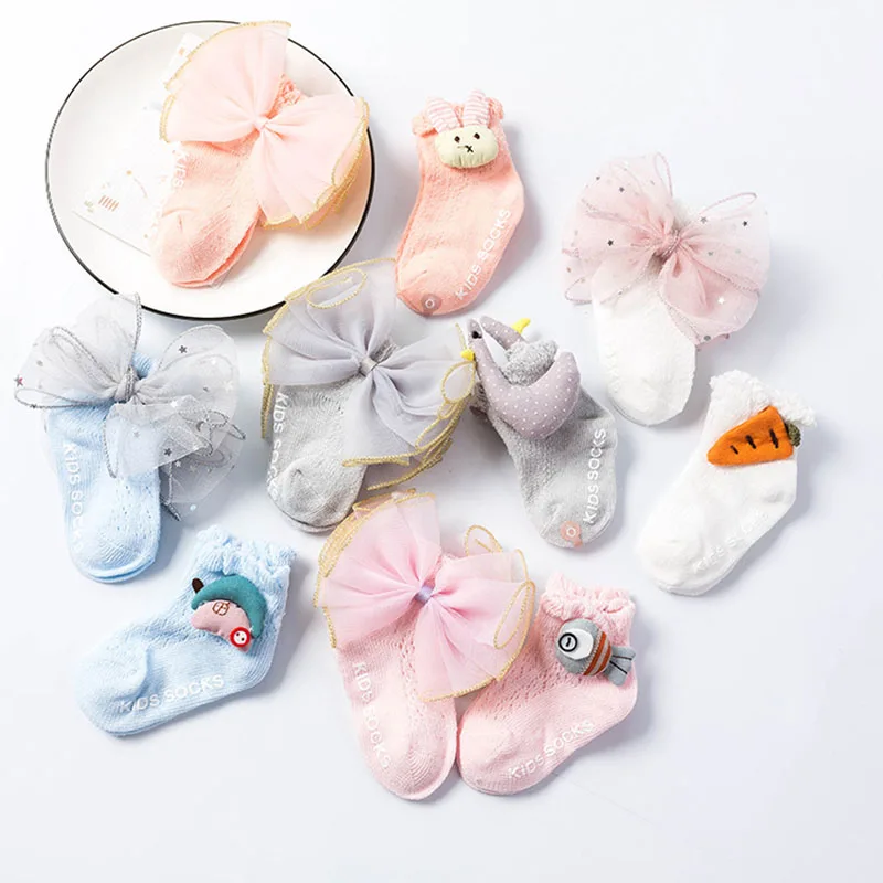 2019 Новое милое кружевное платье принцессы с бантиками Детские Носки рисунком