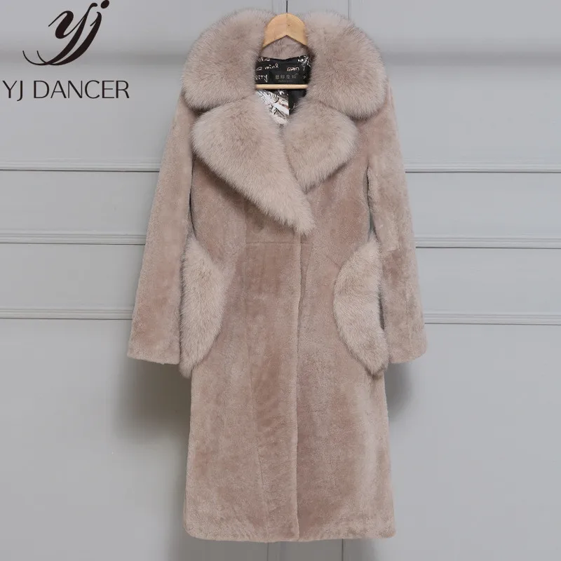 Новинка 2018 зимнее пальто для стрижки овец женское меховое с воротником из