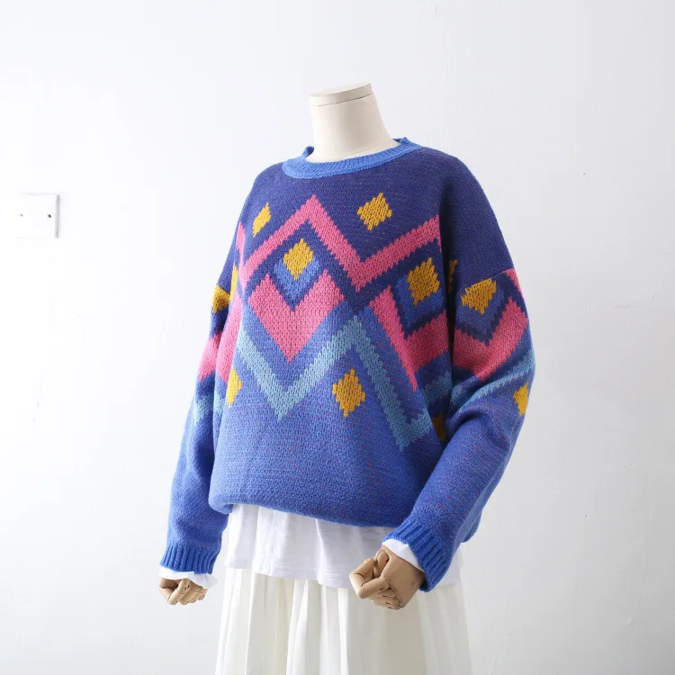 chic Jacquard o-neck pullover sweater mori girl 2018 autumn winter | Женская одежда