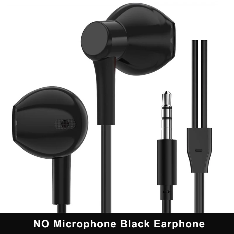 Black No Mic 3,5 мм Внутриканальные наушники стереонаушники гарнитуры супер стерео наушники для Meizu MP3 MP4 iPhone для Xiaomi huawei sony samsung - Цвет: Black No Mic