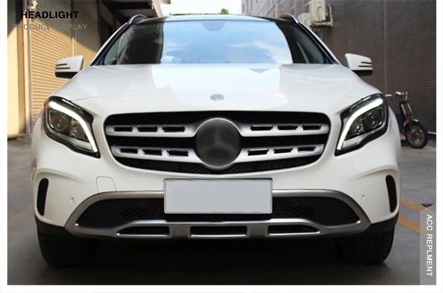 2 шт. светодиодный фары для Benz GLA- светодиодный Автомобильные фары ангельские глазки комплект ксеноновых фар, Высокопрочная конструкция протовотуманная подсветка Габаритные огни