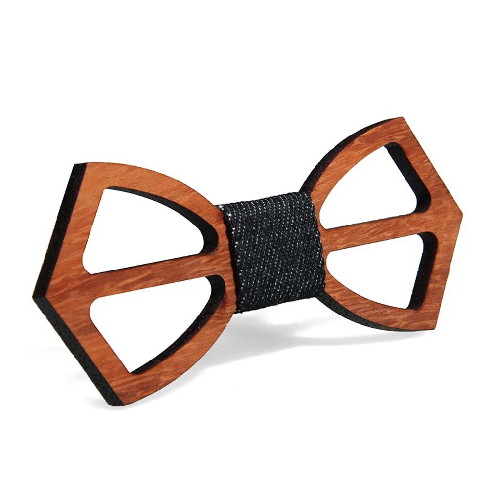 As show Men Handmade Wooden Bow Tie with Adjustable Strap for Anniversary Birthday Wedding TT@88 - Цвет: As show