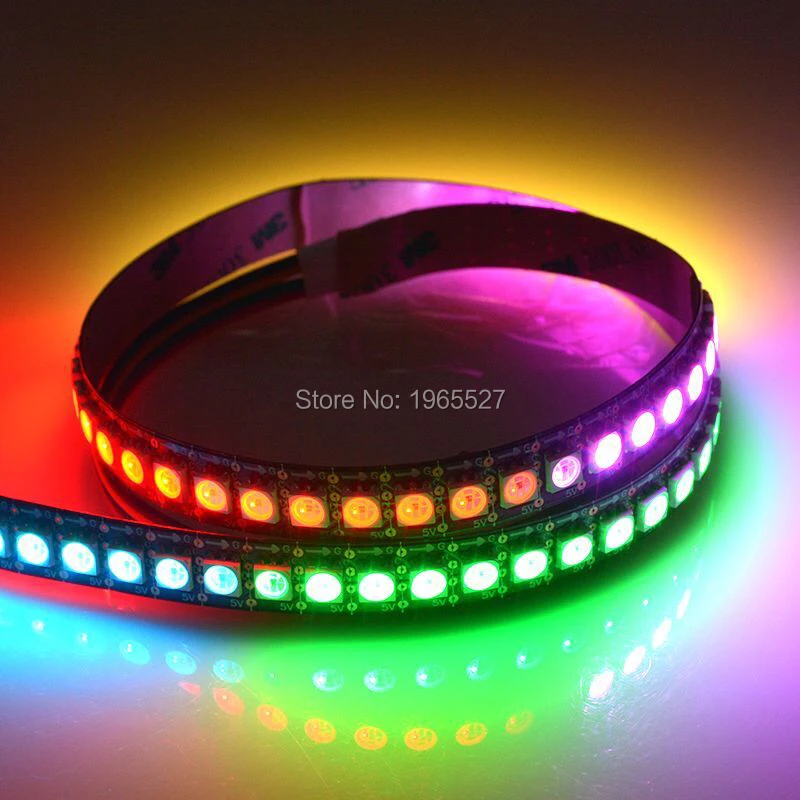 5V 2M 144LEDs/m HD107S LED Strip 5050 Digital RGB Pixel Light,same as APA102/APA107,Black PCB Non-waterproof IP20 Flexible Tape