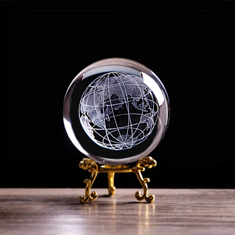 3D лазерная гравировка шар с кристаллом миниатюрный стеклянный сфера Paperweight