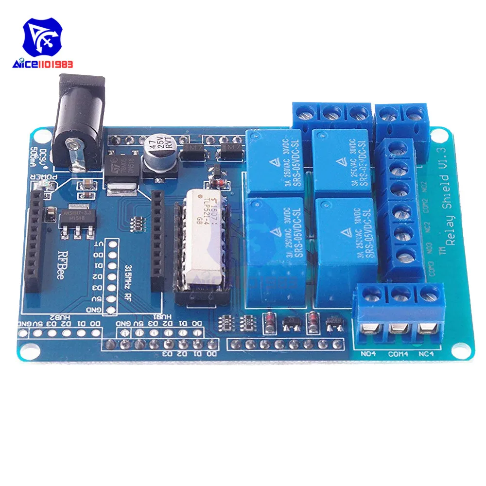 4 канальный 5 В релейный модуль Плата расширения Релейный Щит V1.3 для Arduino Xbee
