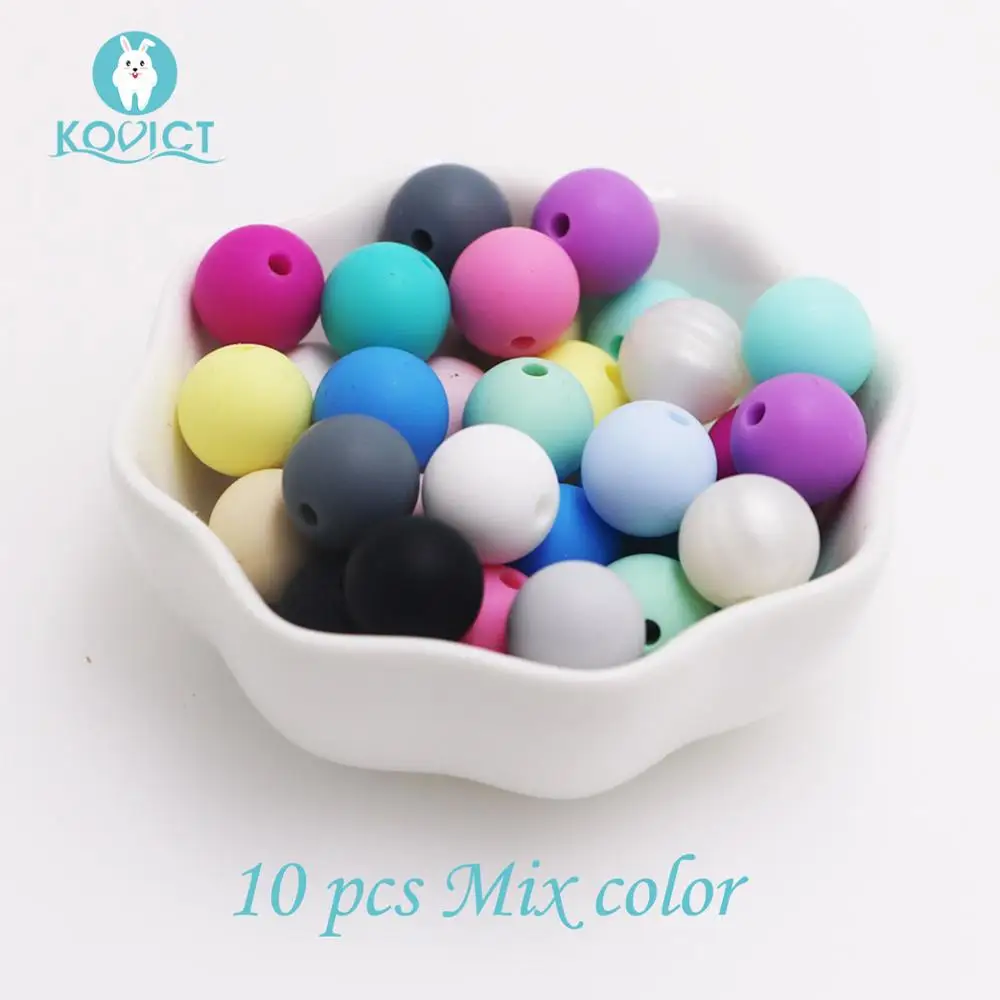 10pcs mix color Kovict 12 мм 10 шт Силиконовые Круглые бусины bpa бесплатно детские игрушки для прорезывания зубов DIY цепочка для соски силиконовый Прорезыватель для зубов из бусин для ожерелья - Цвет: 10pcs mix color