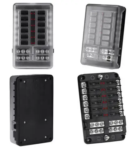 12V 32V Пластик крышка Держатель плавкого предохранителя M5 серьги-гвоздики с Светодиодный индикатор светильник 12 способов лезвие для сборных шин автомобильный комплект для Авто Лодка