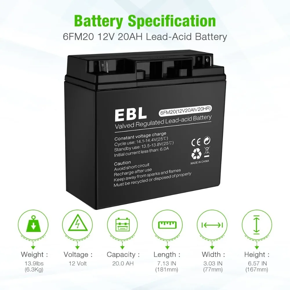 EBL 6MF20 12V 20Ah AGM 20Amp аккумуляторная герметичная свинцово кислотная
