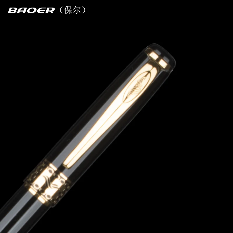 Шариковая ручка Baoer 68 высокого качества черная серебристая с наконечниками 0 5 мм