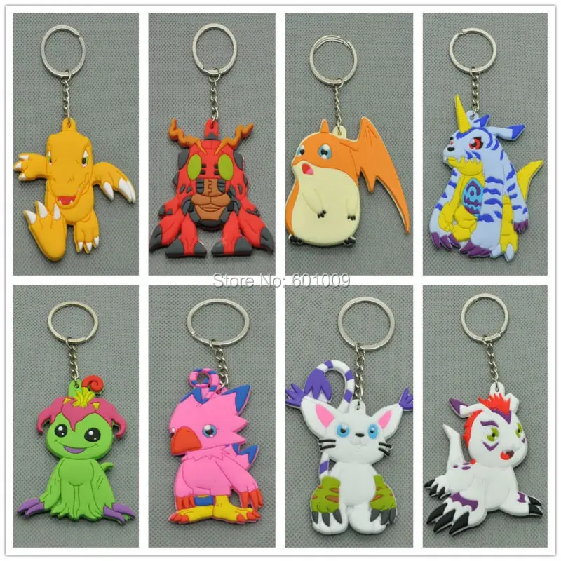 20/лот 8 стилей Agumon Gomanon Gabumon Tailmon Biyomon Palmon Patamon Tentomon Digimon брелок кулоны кукла игрушка