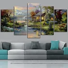 Набор для алмазной 5d вышивки крестиком, пейзаж, природа, дом, сделай сам, полные бусины, мозаика, рисунок, 5 шт.