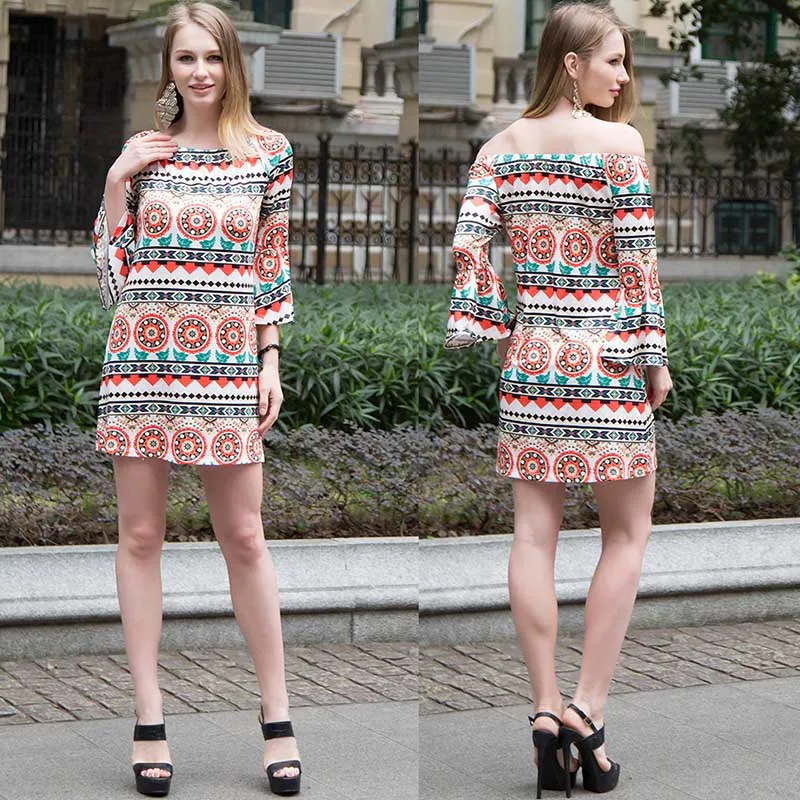 Женское платье с цветочным принтом Повседневное длинным рукавом большие размеры