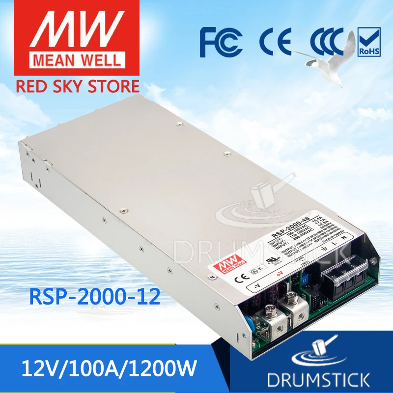Бренд MEAN WELL представляет RSP 2000 12 12V 100A meanwell 1200W один Выход Питание [Real1]|12v 1200w|12v 100asingle