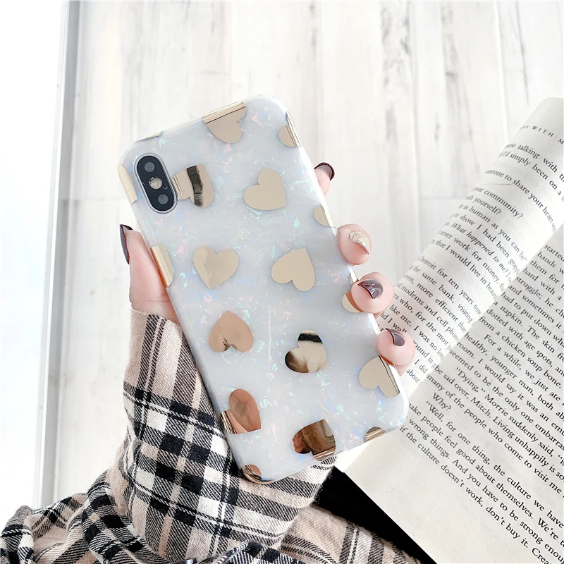 GlamPhoneCase Золотое любовное Сердце чехол для телефона iPhone XS Max XR X 8 plus 7 6 S/6 Plus с
