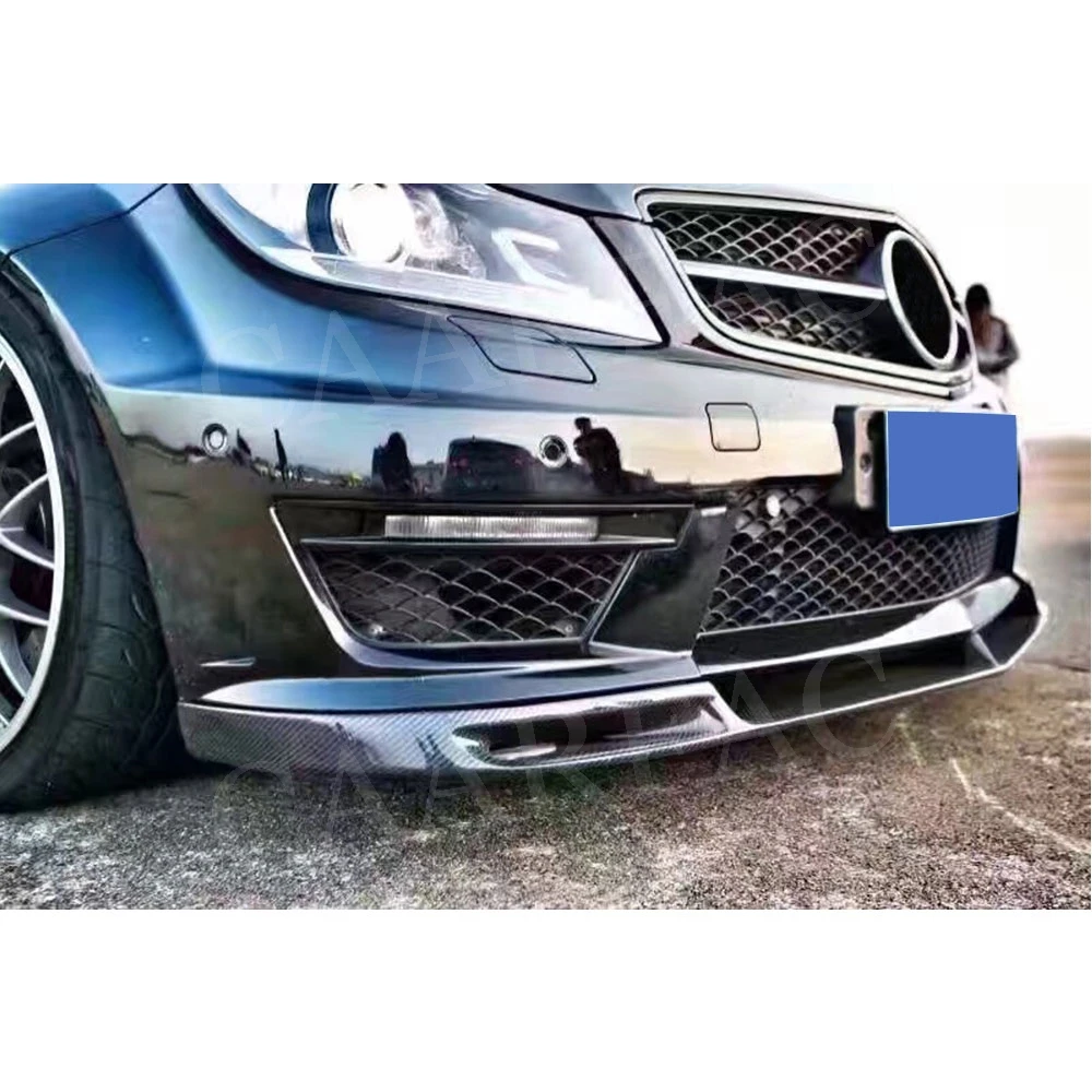 Передний спойлер из углеродного волокна для W204, разветвители для Mecedes Benz C Class W204 C63 AMG 2012-, передний бампер, подбородок