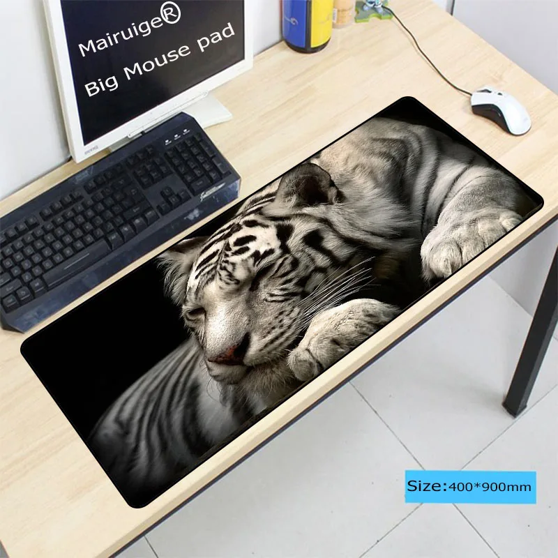 Mairuige 400x900x3 мм Большой игровой коврик для мыши геймер лев тигр Блокировка края Grande коврик для мыши Клавиатура коврик для мыши для CSGO DOTA Gamer - Цвет: 400X900X2MM