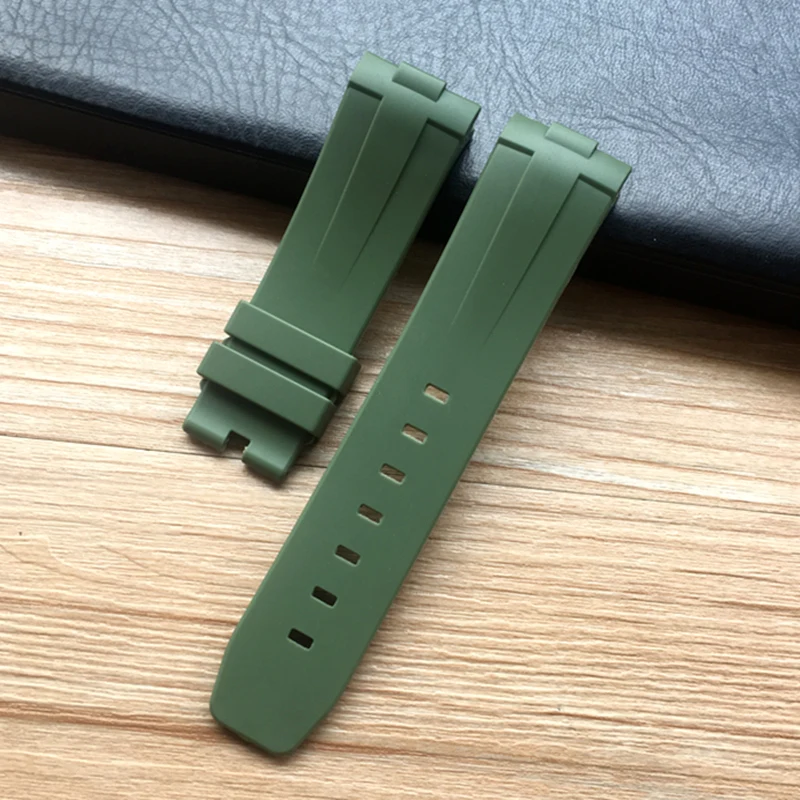New Style Soft 24mm Curved End Orange Black Green Red White Silicone Rubber Watchband For PAM Bracelet  Belt  Watch strap