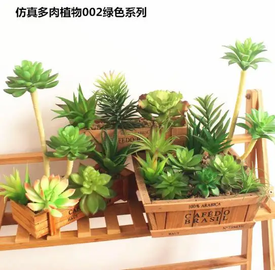 green 002 20 шт зеленый синий красный розовый фиолетовый Флокирование Искусственные суккуленты растения для дома и сада украшения поддельные растения настольные бонсай растения - Цвет: green 002