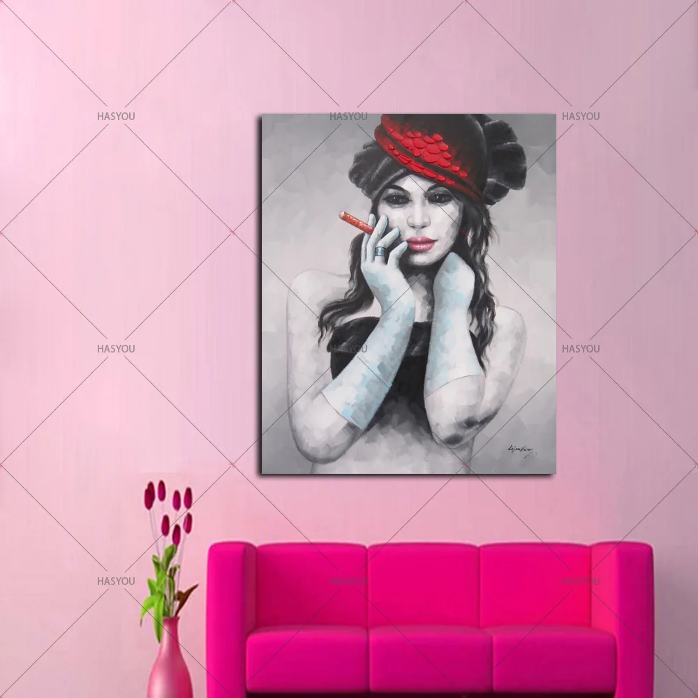 Ручная работа картина маслом на холсте современный 100% лучшее искусство курение