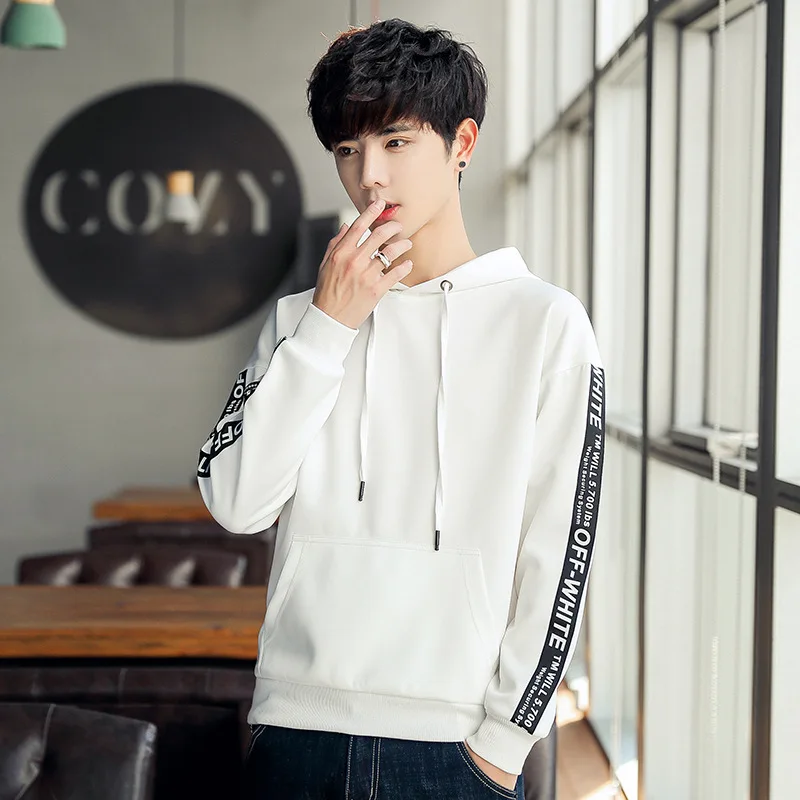 2018 осенний пуловер Мужской с длинным рукавом буквенным принтом модный Досуг v