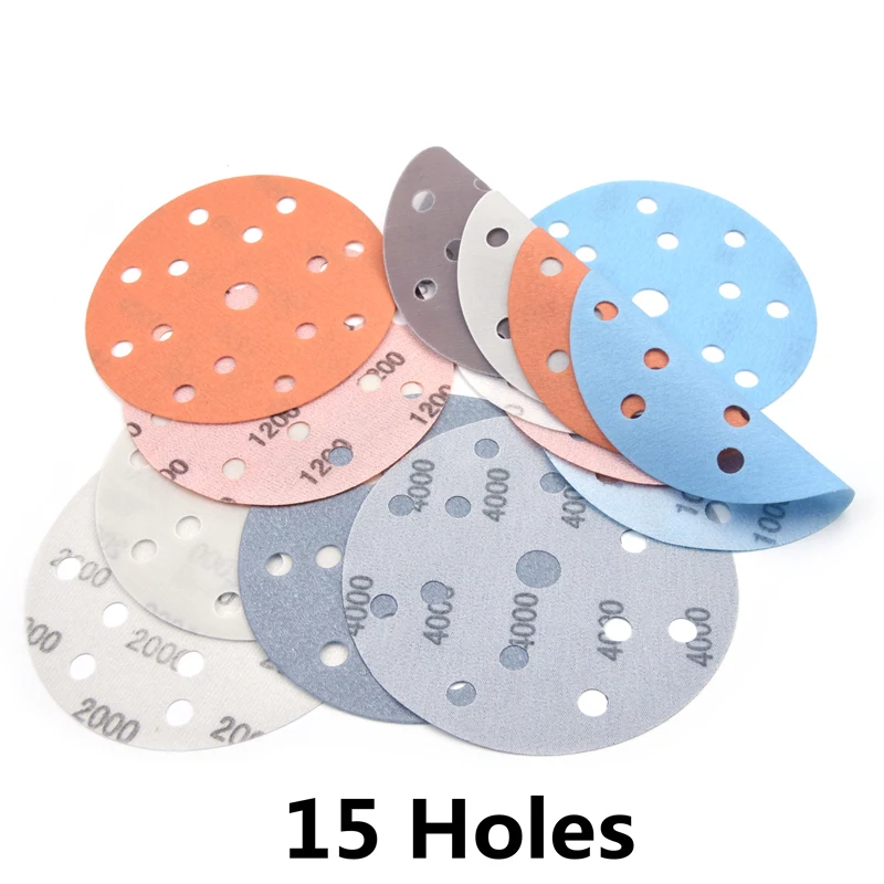 ПОЛИВЕЛЛ 5 шт. 150мм Многоотверстий FV Мягкие шлифовальные диски 600 ~ 4000 зернистости Водонепроницаемая наждачная бумага для сухой / влажной полировки краски и декорирования.
