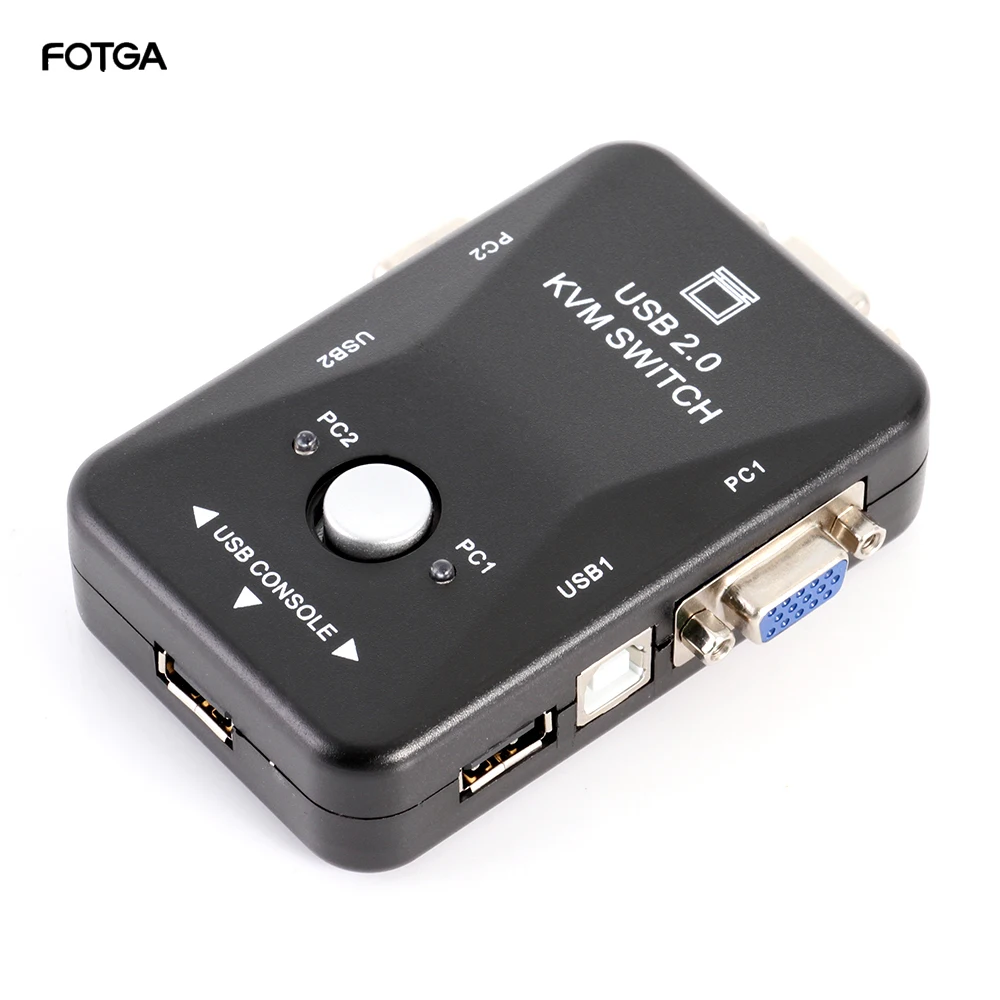 FOTGA двойной/2 портовый USB VGA KVM переключатель коробка Fr мышь клавиатура Монитор
