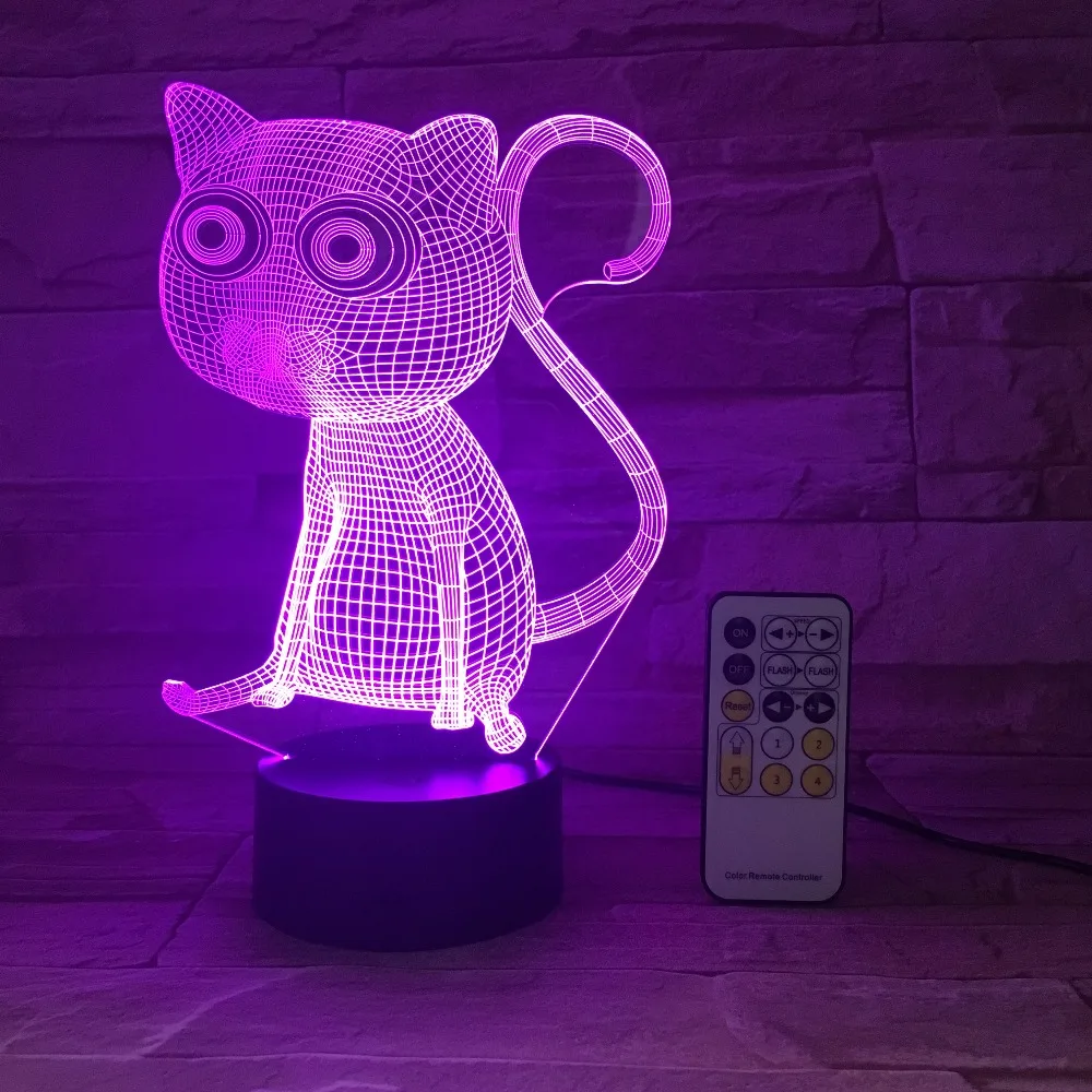 

Remote or Touch Control Enjoyable 3D Abstract Big Eyes Cat Night Lights LED Table Lamp as Home Decorations And Kid Birthday Gift