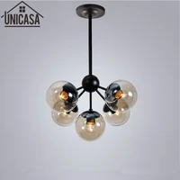 modern pendant light industrial lighting bar amber glass black lights dna molecular vintage ceiling lamp kitchen lamps 5