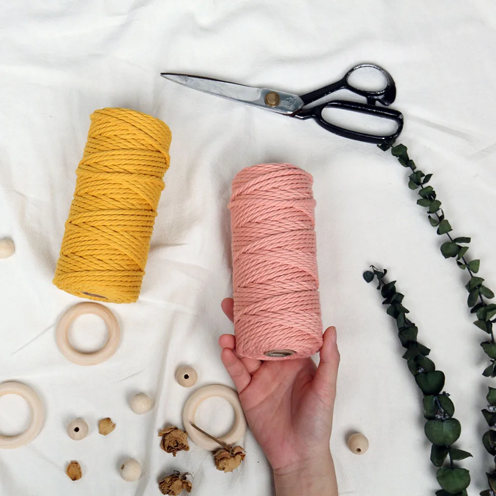 

4mmx50m 100% Cotton Cord Colorful Cord Rope Beige Twisted Craft Macrame String DIY Wedding Home Textile Decorative supply