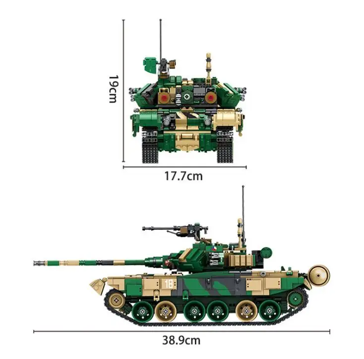 

1773 pcs Military Russia T-90 Main Battle Tank Building Blocks Army WW2 soldier weapon bricks Collection model children Toys