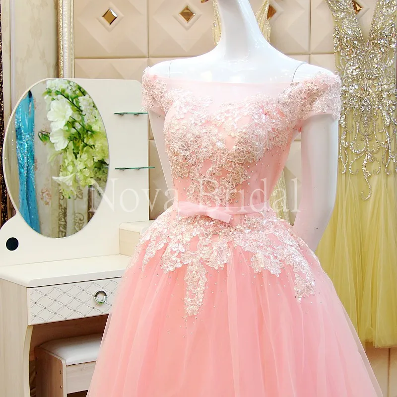 Женское вечернее платье из тюля длинное розовое трапециевидной формы с кружевом